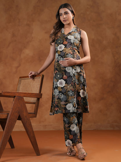 Women's Black Maternity Kurta Sets