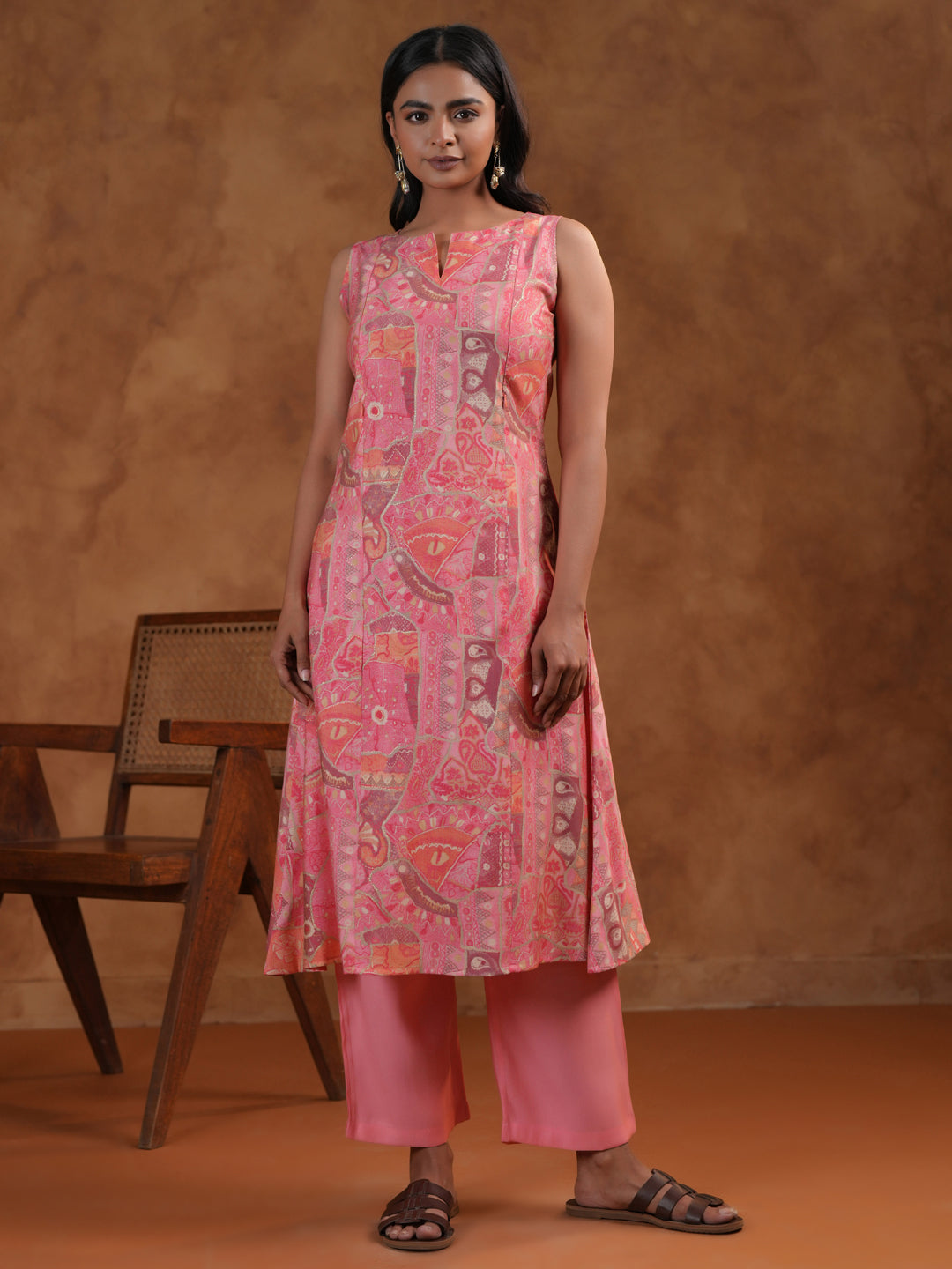 Women's Silk Pink Maternity Kurta Sets