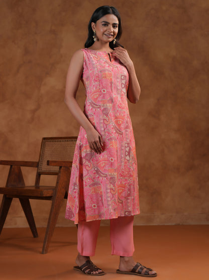Women's Silk Pink Maternity Kurta Sets