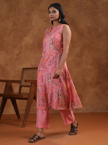 Women's Silk Pink Maternity Kurta Sets