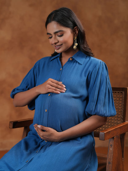 Women's Blue Maternity Dress