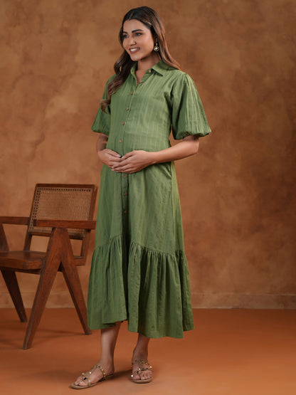 Women's Soothing Green Maternity Dress