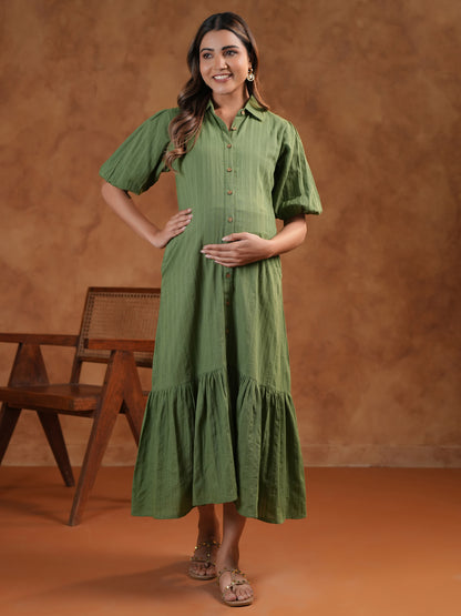 Women's Soothing Green Maternity Dress