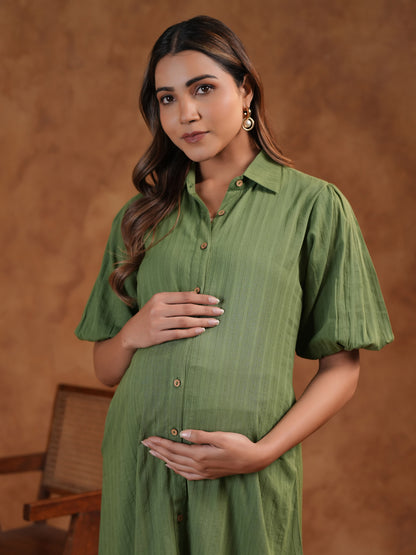 Women's Soothing Green Maternity Dress