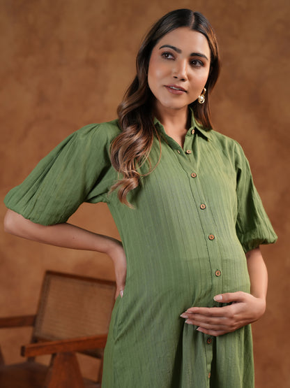 Women's Soothing Green Maternity Dress