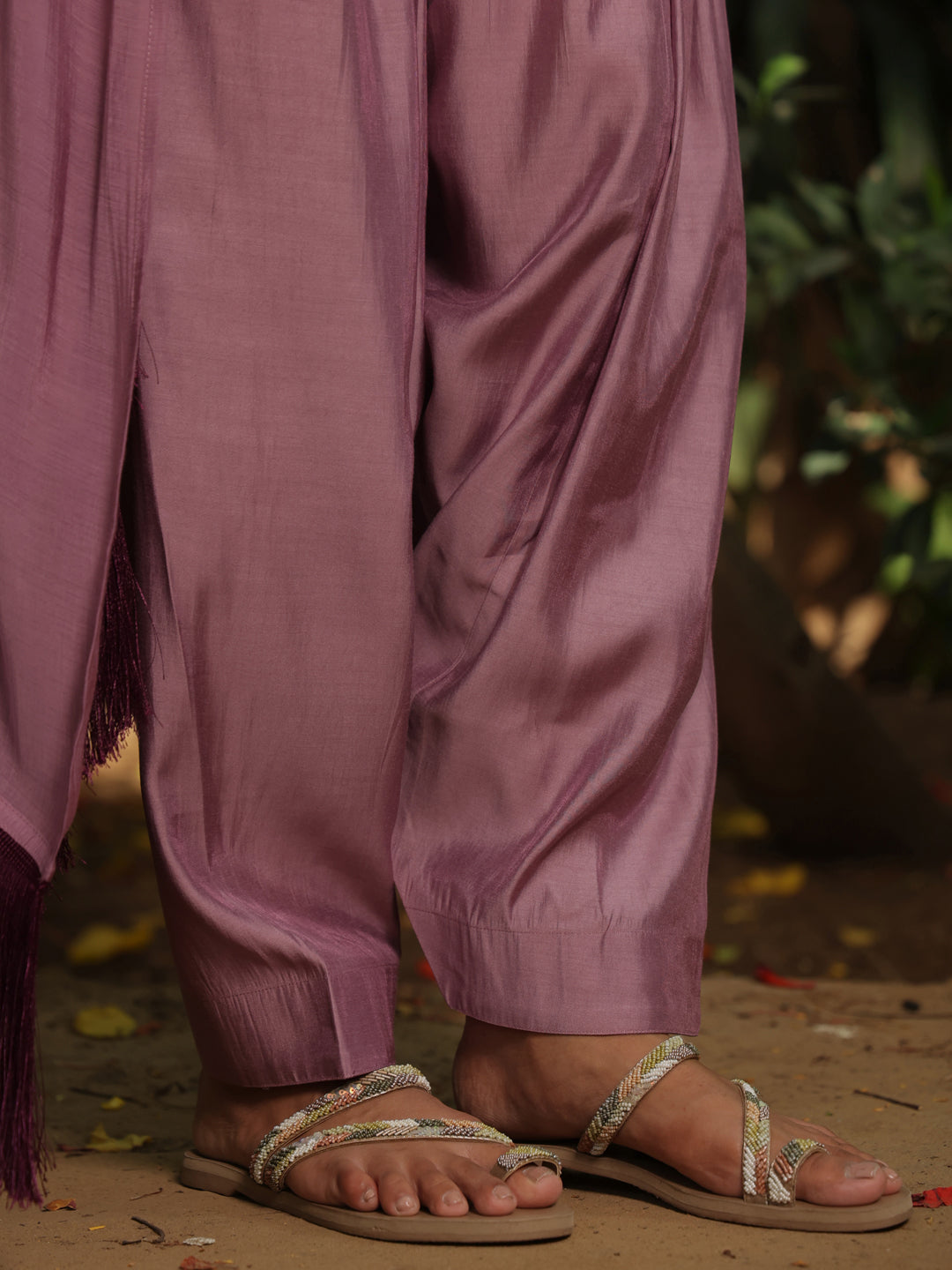 Women's Lilac Embroidered Kurta Set with Dupatta