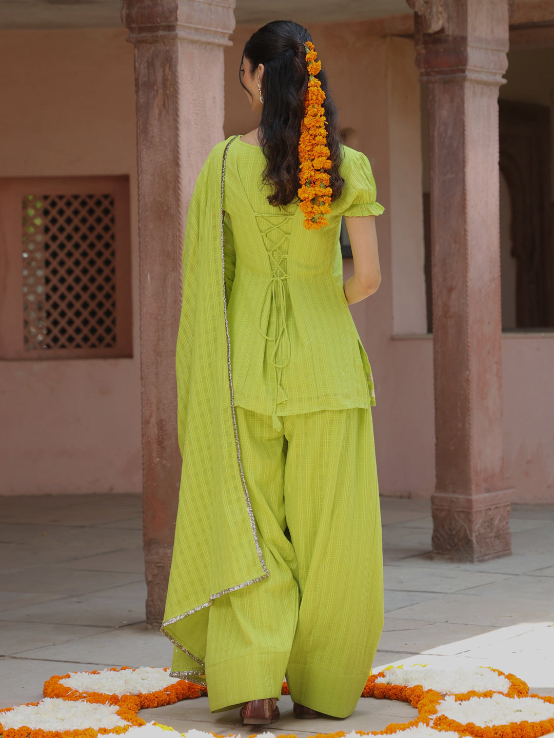 Women's Woven Cotton Farshi Set with Dupatta
