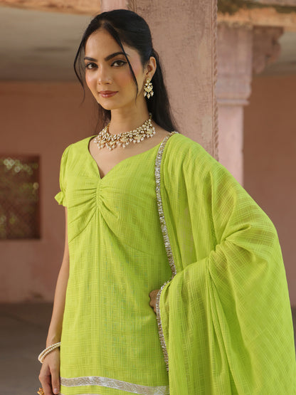 Women's Woven Cotton Farshi Set with Dupatta