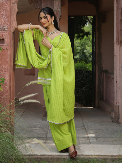 Women's Woven Cotton Farshi Set with Dupatta