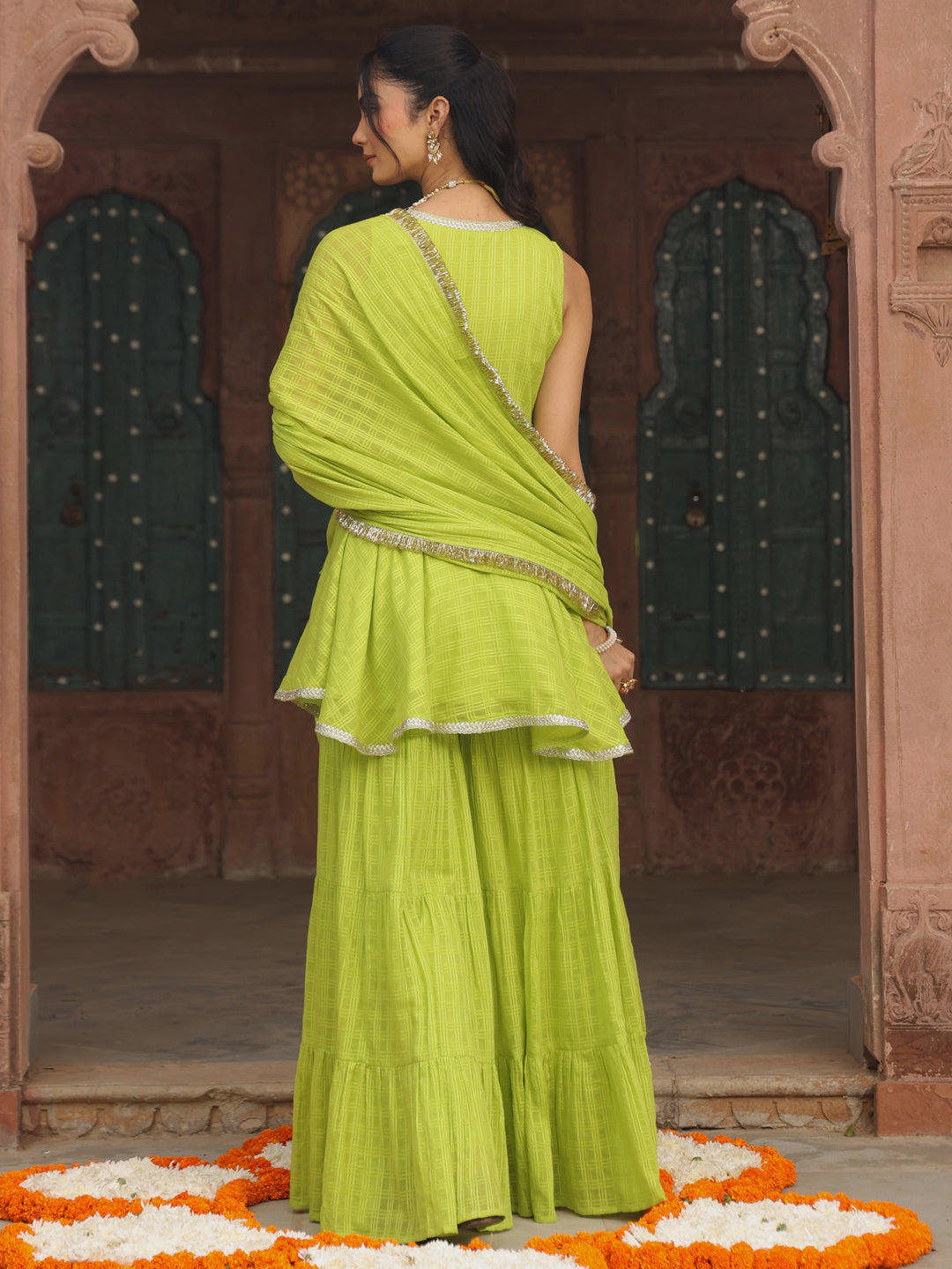 Women's Peplum Sharara Set with Dupatta
