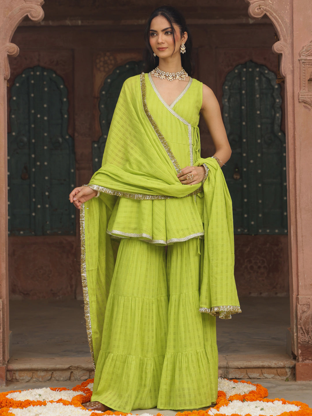 Women's Peplum Sharara Set with Dupatta