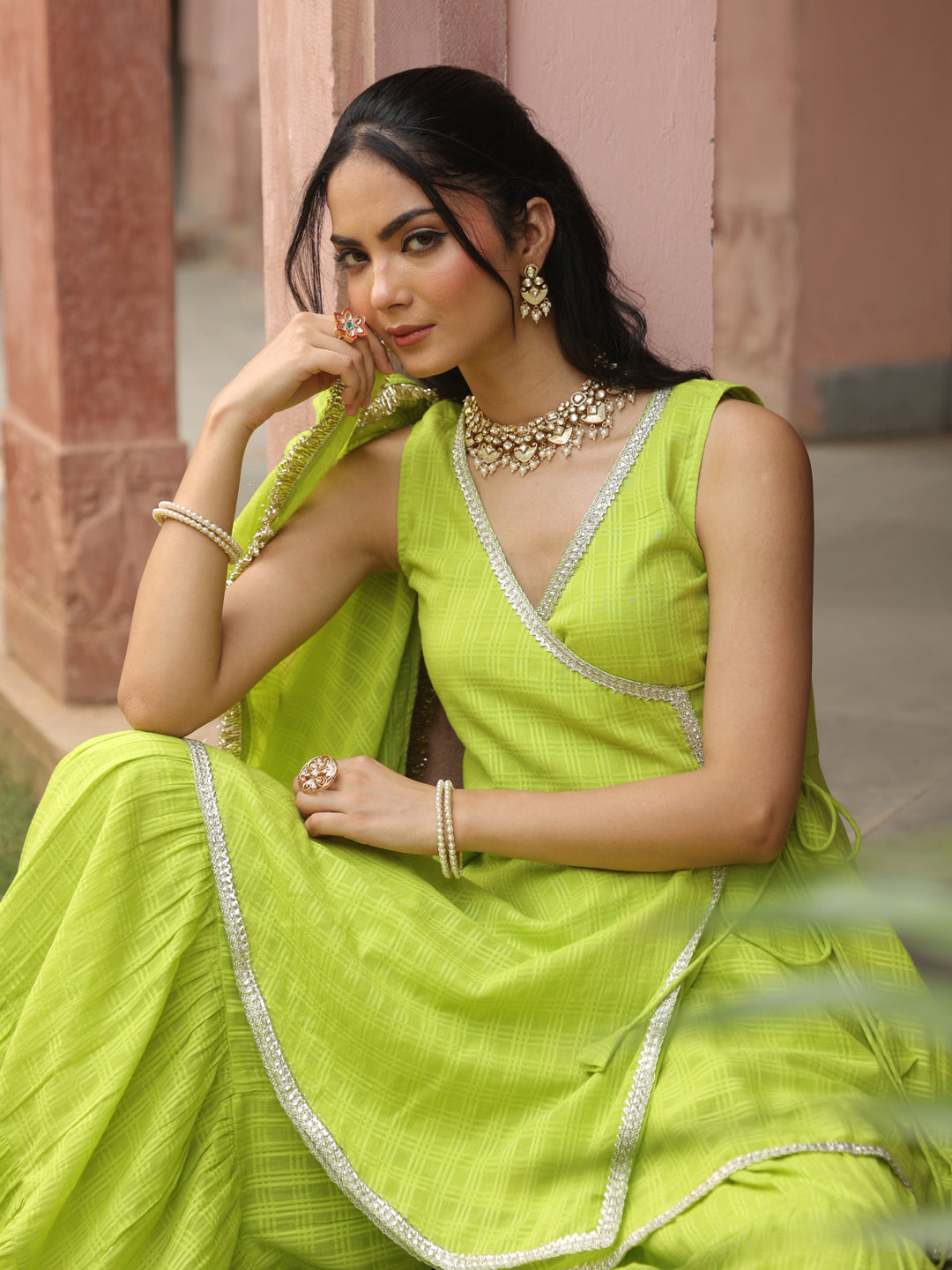 Women's Peplum Sharara Set with Dupatta