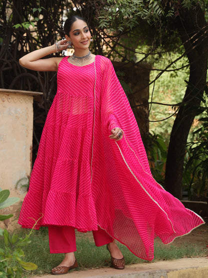 Women's Leheriya Anarkali Set