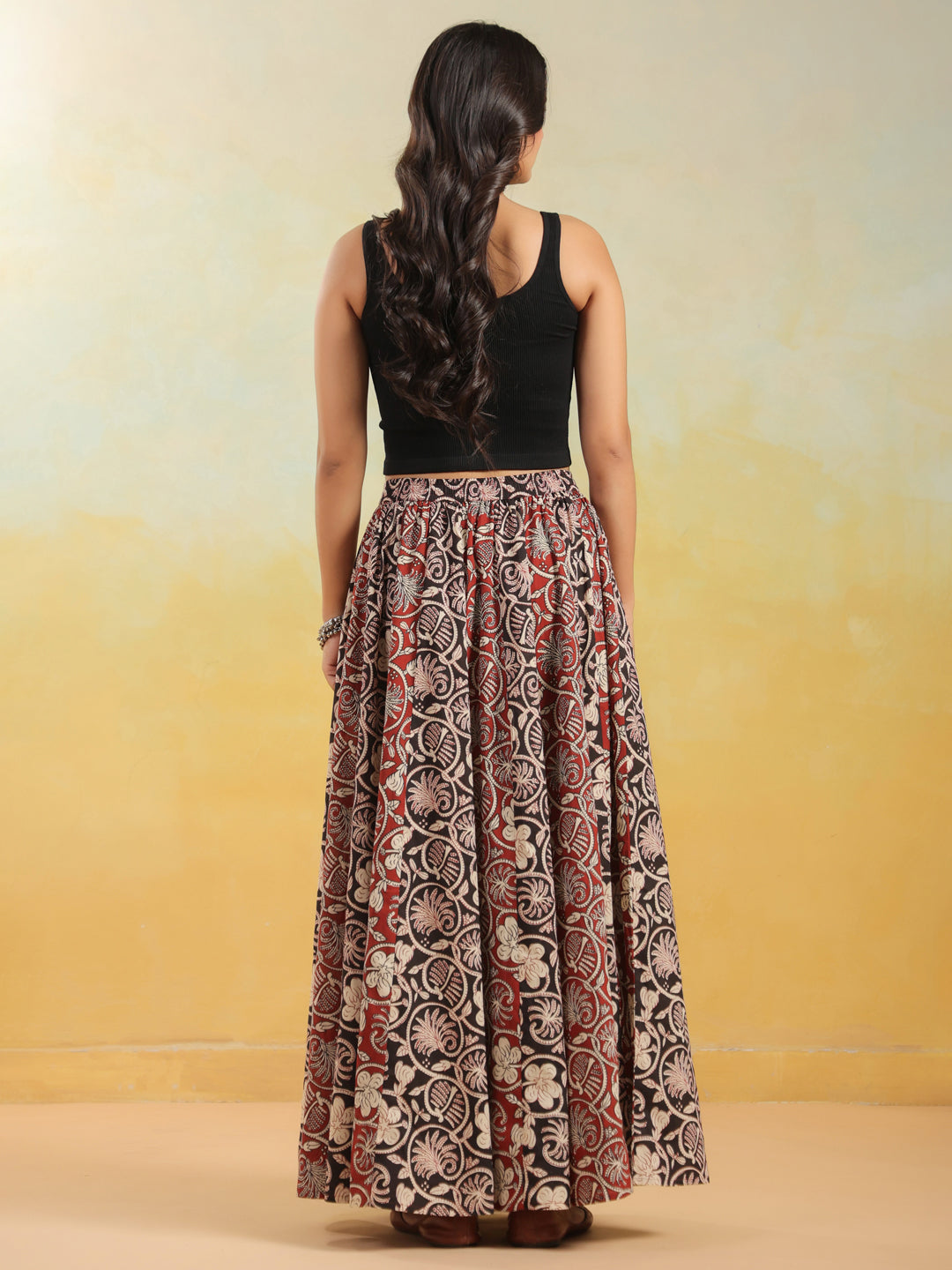 Women's Dual Coloured Printed Long Skirt