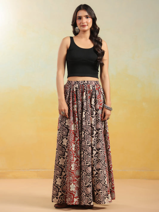 Women's Dual Coloured Printed Long Skirt