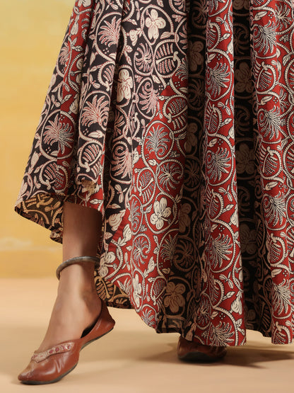 Women's Dual Coloured Printed Long Skirt