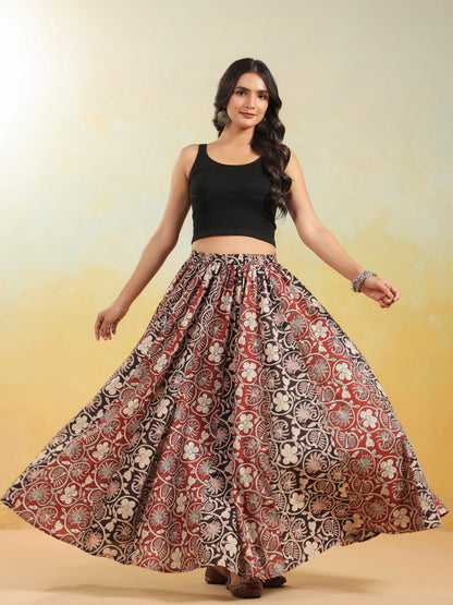 Women's Dual Coloured Printed Long Skirt