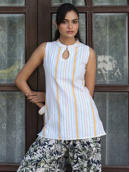 Women's Striped Cotton Farshi Kurta Set