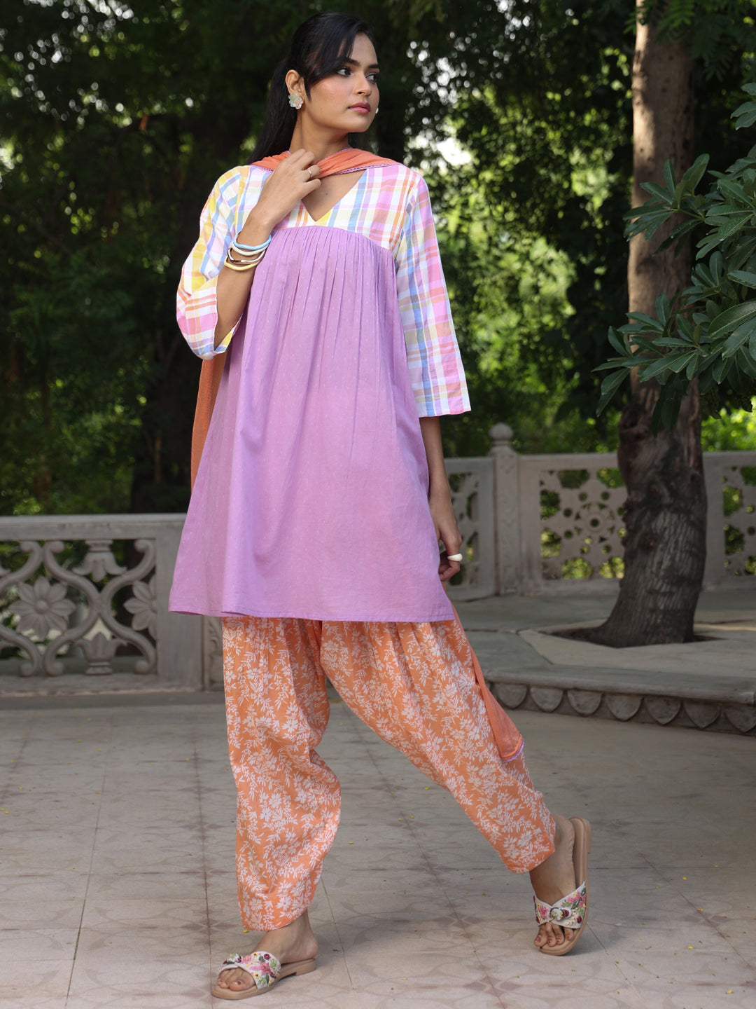 Women's Cotton Short Kurta With Salwar & Dupatta