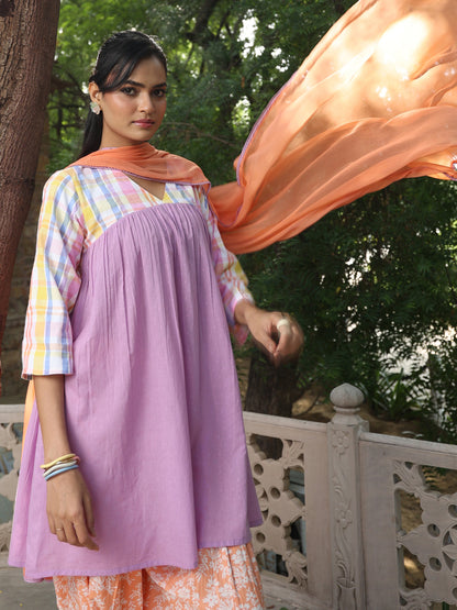 Women's Cotton Short Kurta With Salwar & Dupatta