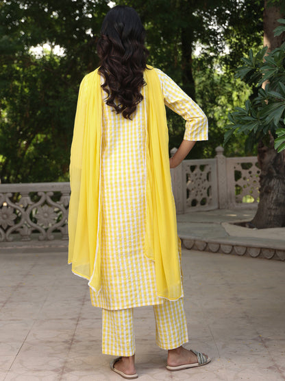 Women's Cotton Embroidered Kurta Set with Dupatta