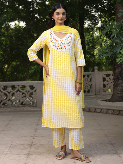 Women's Cotton Embroidered Kurta Set with Dupatta