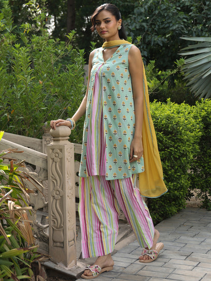 Women’s Cotton Kurta and Farshi Salwar with Dupatta