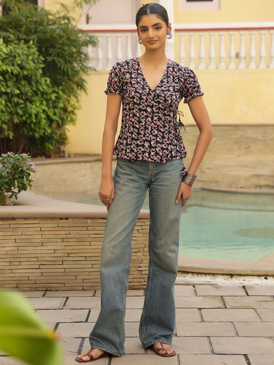 Women's Printed Cotton Angrkha Top