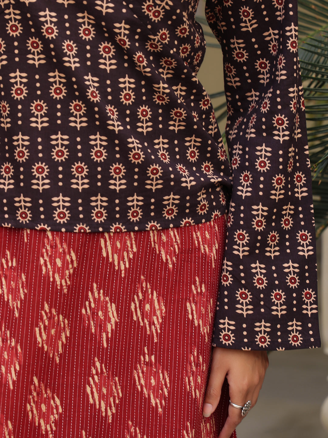 Women's Straight Skirt With Flared Sleeves Top