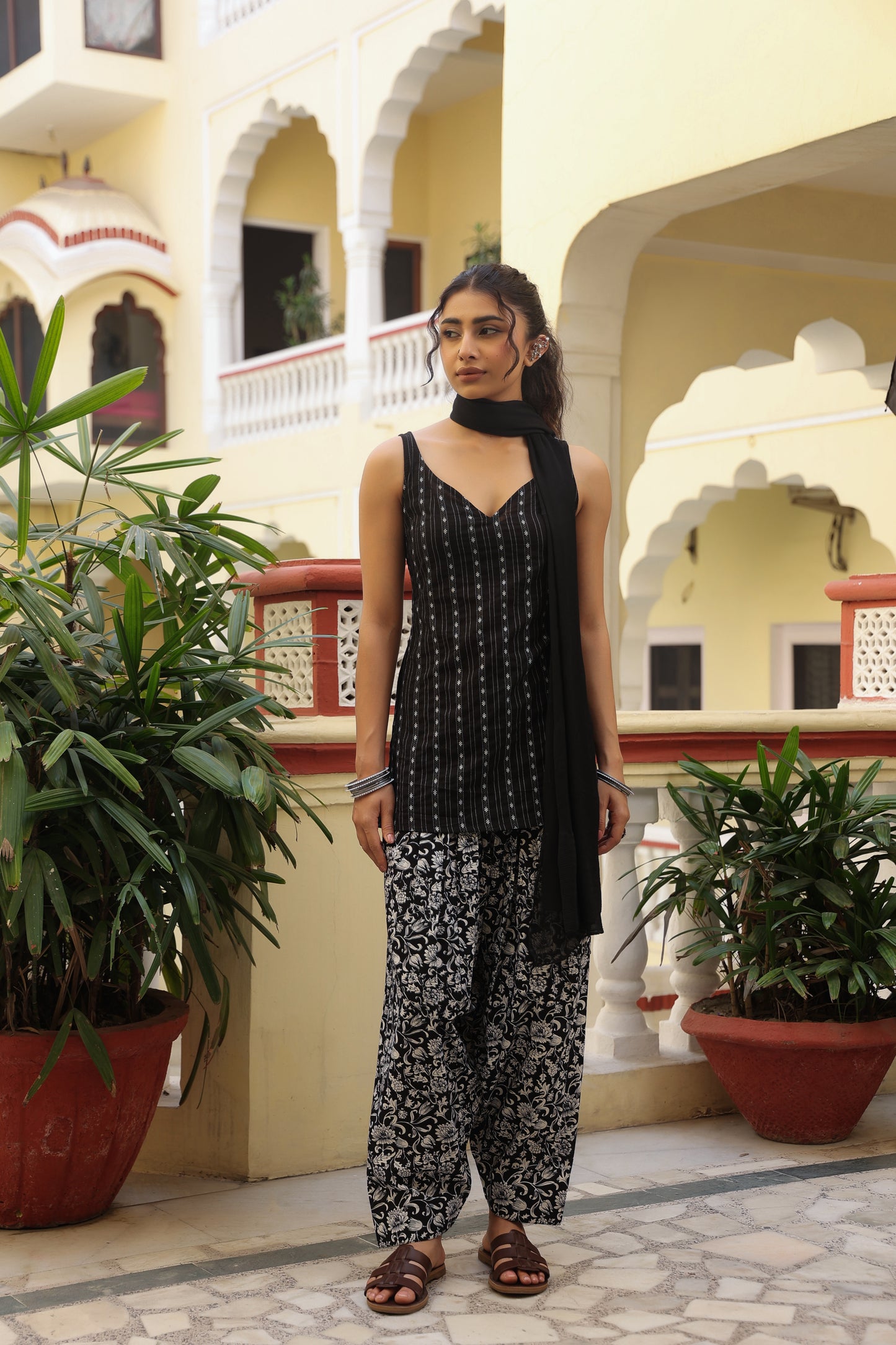 Women's Printed Cotton Kurta Salwar With Dupatta