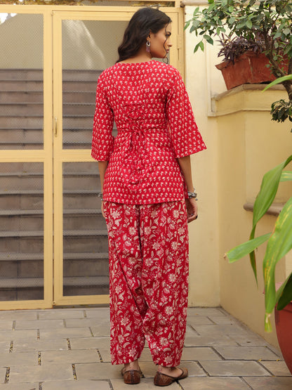 Women's Printed Cotton Kurta With Salwar