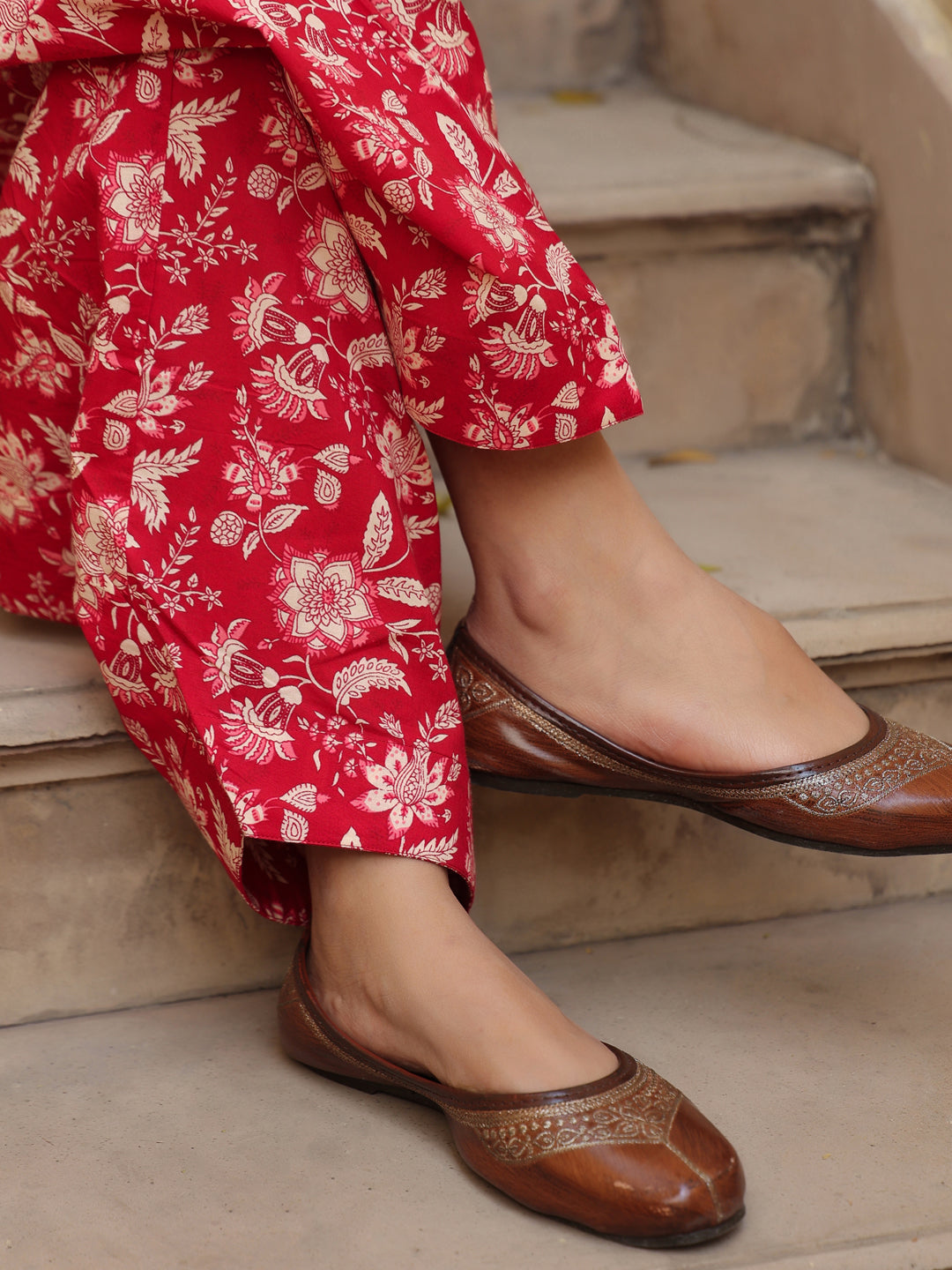 Women's Printed Cotton Kurta With Salwar