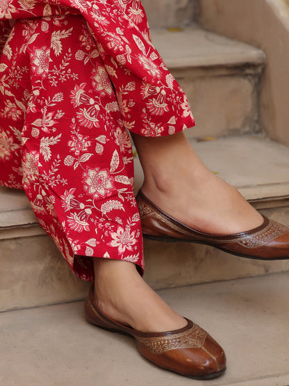 Women's Printed Cotton Kurta With Salwar