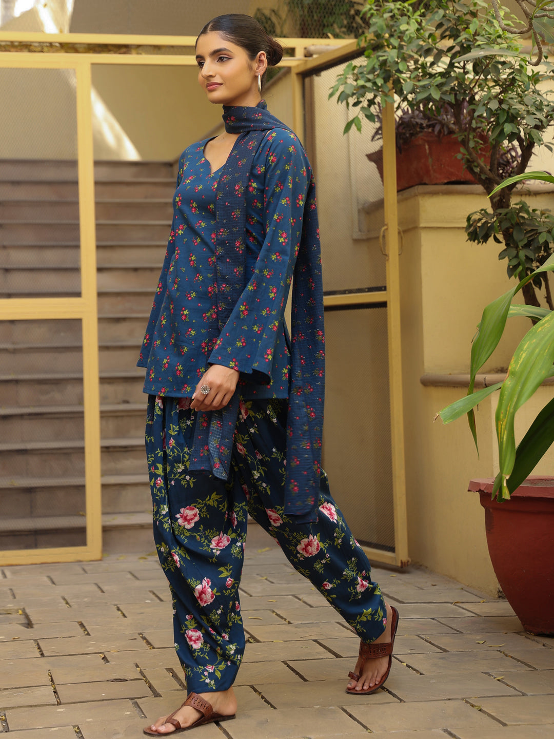 Women's Cotton Kurta With Salwar and Dupatta