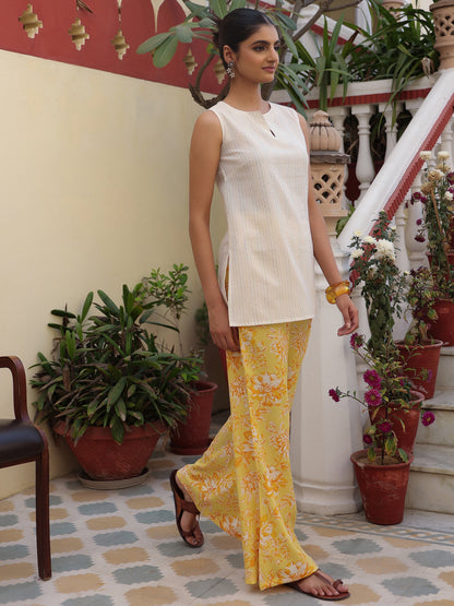 Women's Cotton Kurti with Flared Trouser