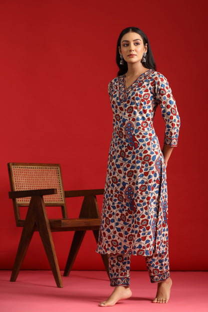 Women's Cotton Straight Kurta With Trouser
