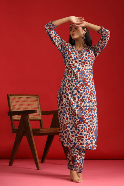 Women's Cotton Straight Kurta With Trouser