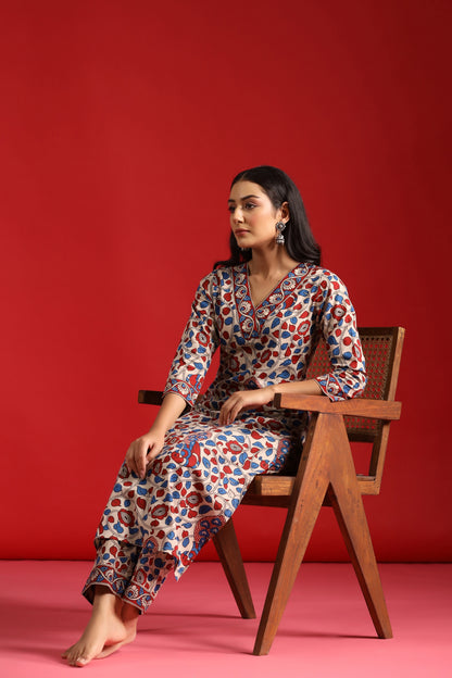 Women's Cotton Straight Kurta With Trouser