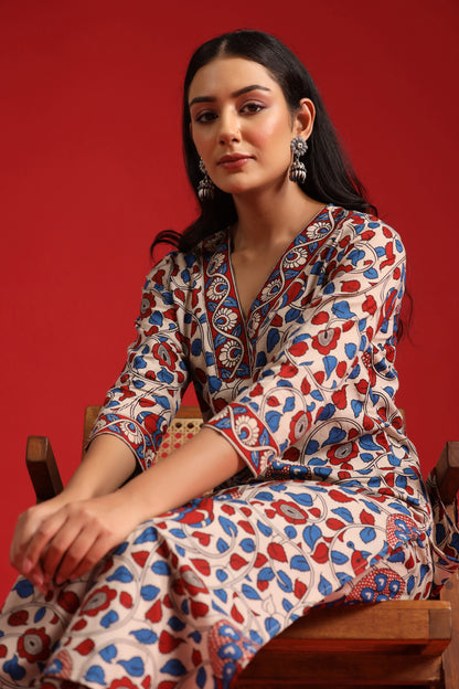 Women's Cotton Straight Kurta With Trouser