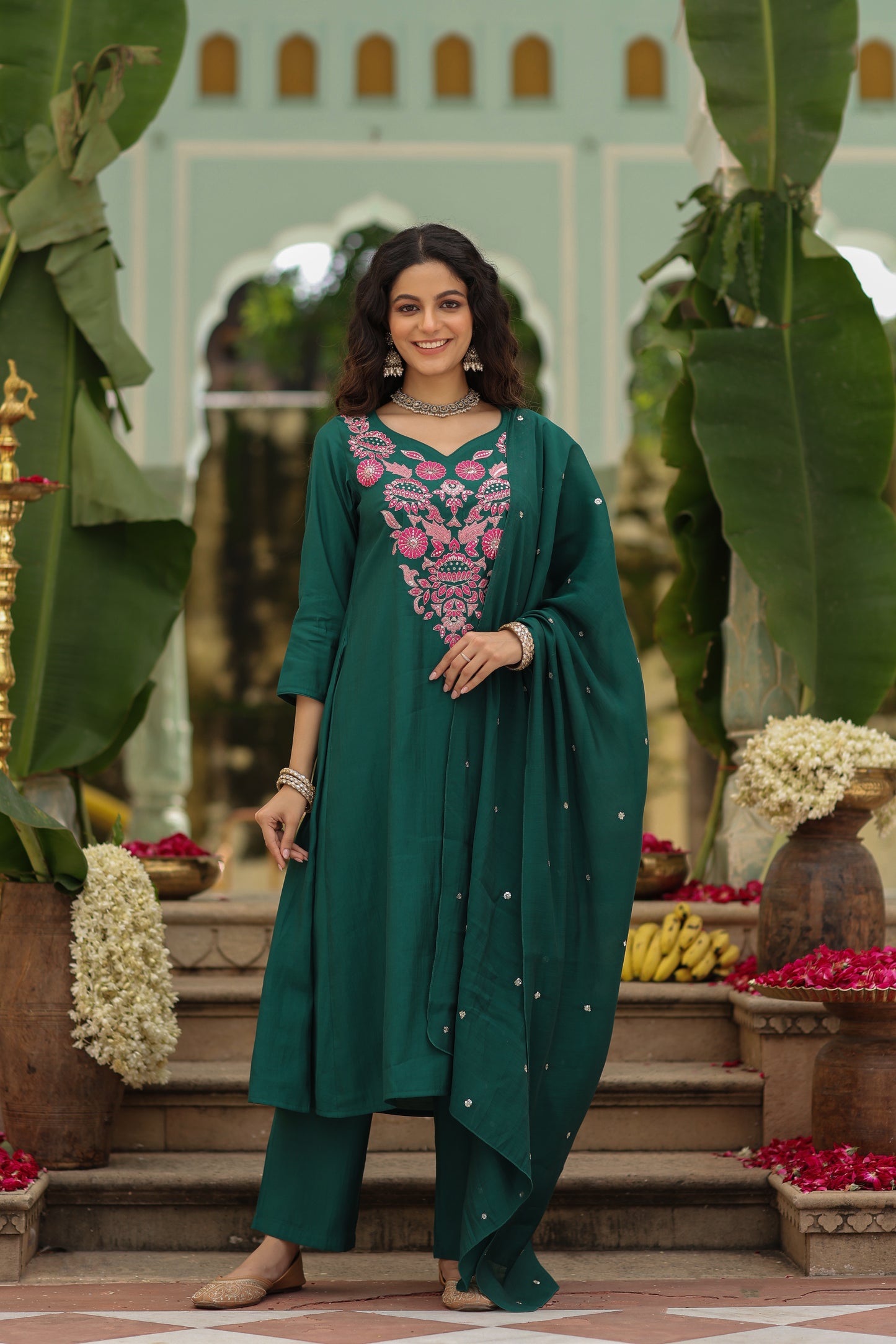 Women's Embroidered A Line Kurta Set