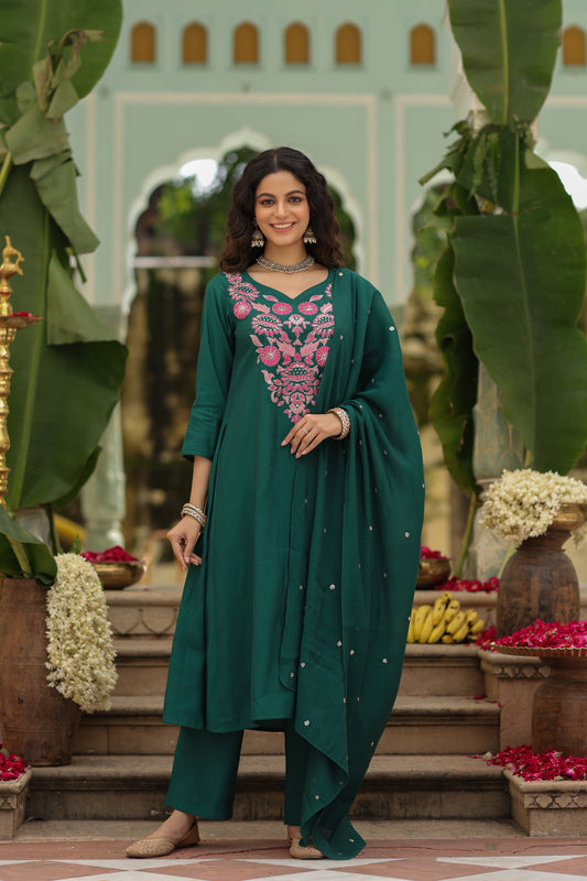 Women's Embroidered A Line Kurta Set