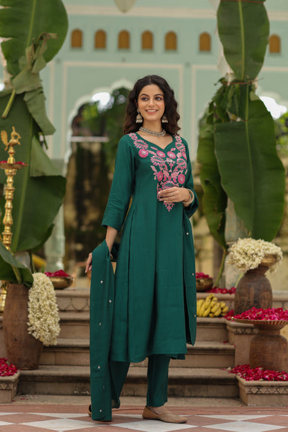 Women's Embroidered A Line Kurta Set