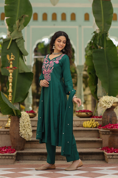 Women's Embroidered A Line Kurta Set