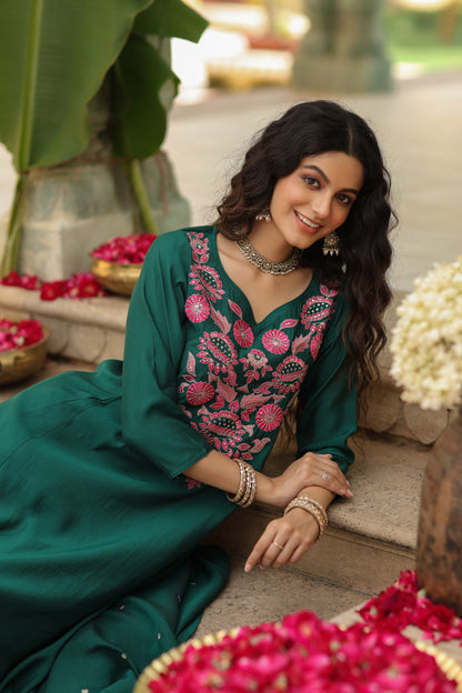 Women's Embroidered A Line Kurta Set