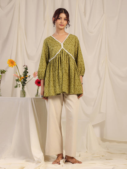 Women's Olive Short Kurti