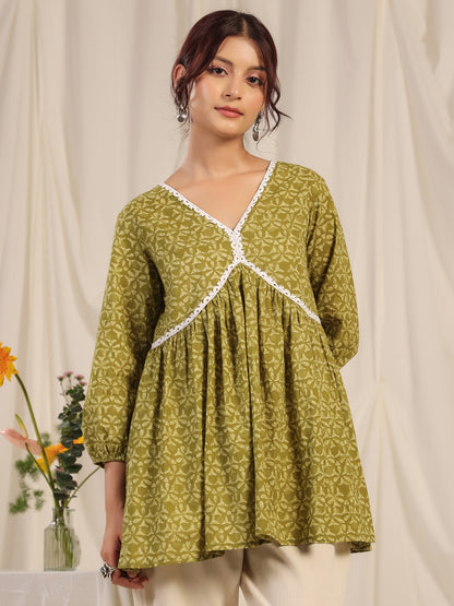 Women's Olive Short Kurti