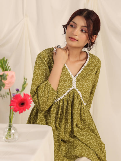 Women's Olive Short Kurti