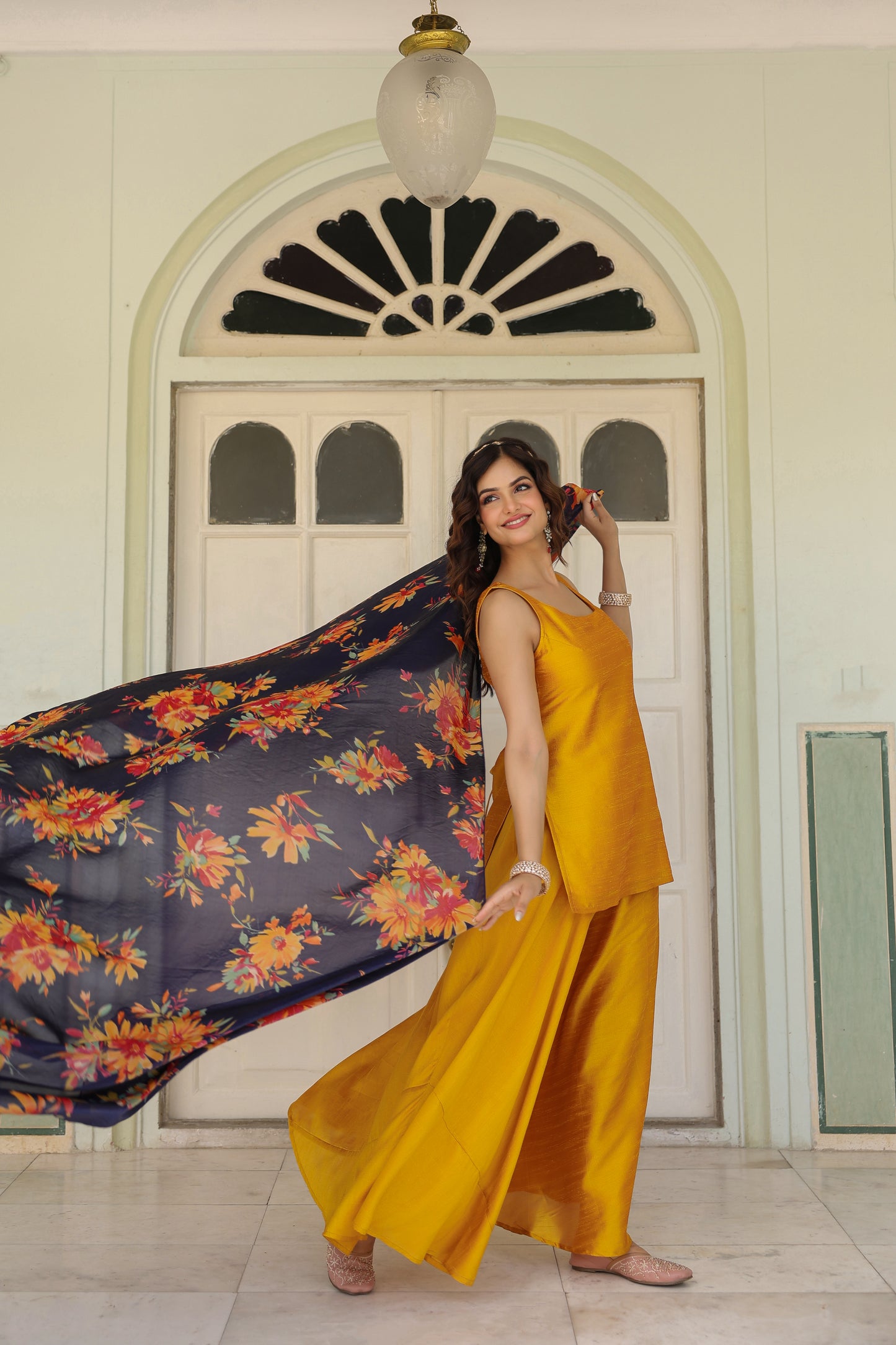 Women's Corset Skirt Set with Floral Dupatta