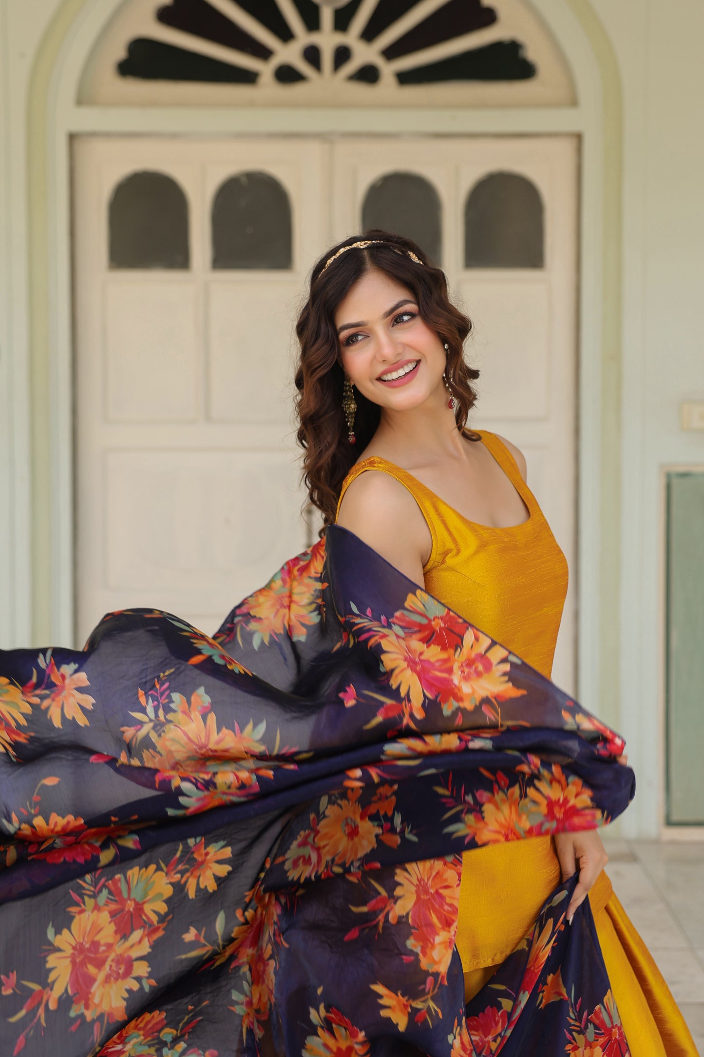 Women's Corset Skirt Set with Floral Dupatta