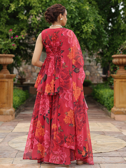 Women's Floral Peplum Skirt Set